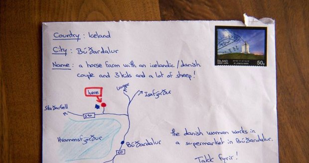 Islandská pošta doručila dopis s nakreslenou mapou místo adresy.