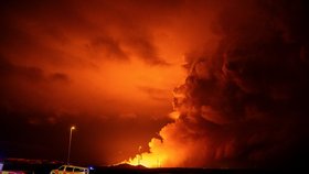 Erupce sopky na poloostrově Reykjanes (16.3.2024)