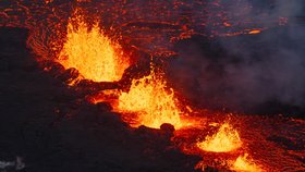 Exploze sopky na islandském poloostrově Reykjanes (19.12.2023)