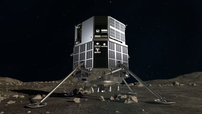 Vizualizace stroje HAKUTO-R na Měsíci