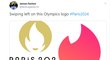 "Pro logo olympijských her potáhni doleva," napsal jeden z uživatelů Twitteru jako narážku na podobnost loga Tinderu a Olymjských her.
