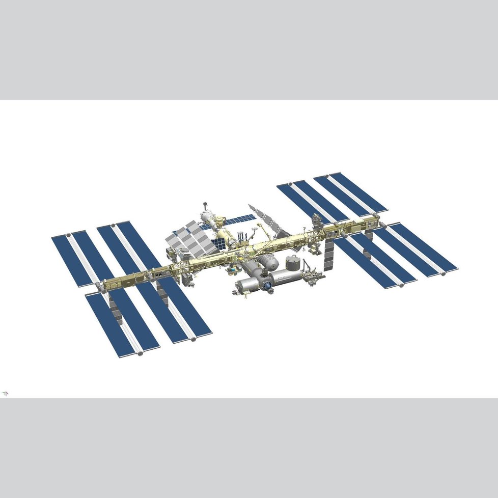 3D model ISS, konfigurace z roku 2020.