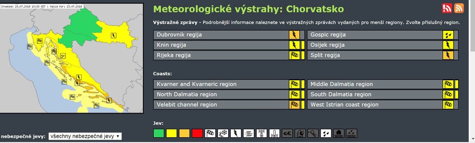 Silné bouřky zasáhly Itálii a Chorvatsko.