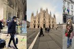 V Miláně i přes zrušení povinnosti nošení roušek venku řada lidí roušky stále nosí.