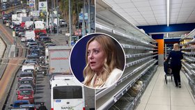 Itálie v chaosu: Kamioňáci blokují silnice, dochází jídlo! Meloniová přitvrdila proti výtržníkům