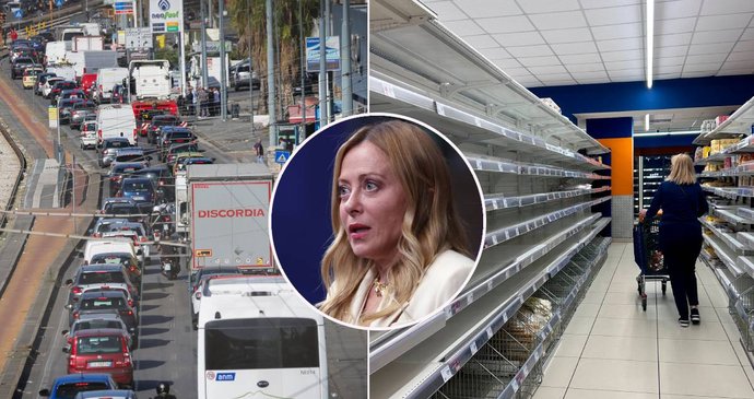 Itálie v chaosu: Kamioňáci blokují silnice, dochází jídlo! Meloniová přitvrdila proti výtržníkům