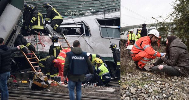 V Itálii vykolejil vlak, po neštěstí u Milána jsou nejméně tři mrtví