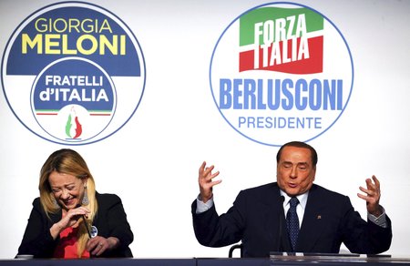 Giorga Meloniová a Silvio Berlusconi