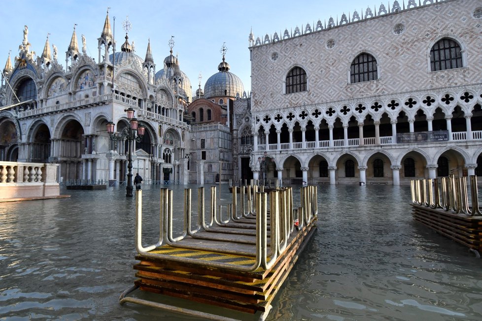 Benátky postihly další větší záplavy. (23.12.2019)