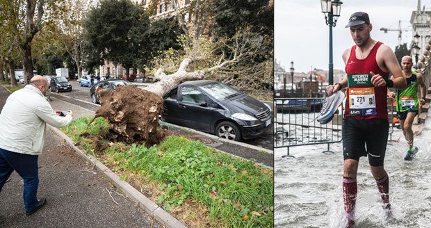 Itálii sužuje nečas: Benátky jsou pod vodou, lidé umírají pod spadlými stromy