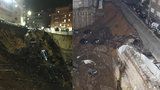 V Římě se propadla země, v devítimetrové jámě zmizely domy i auta