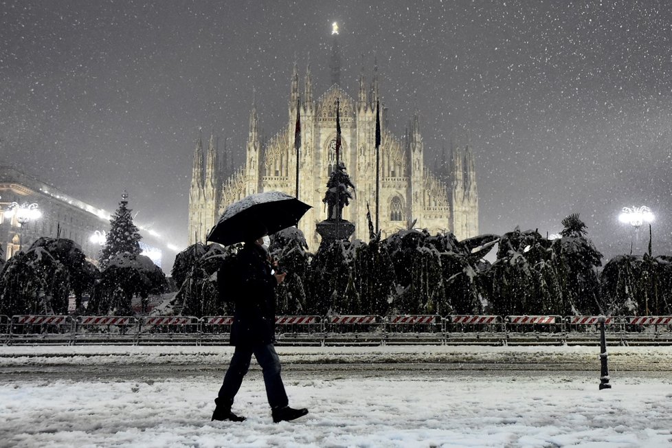 V Milánu pořádně nasněžilo.