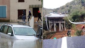 V Itálii se pod náporem vody zřítil viadukt. Ve Francii se zase potýkají s masivními záplavami. 