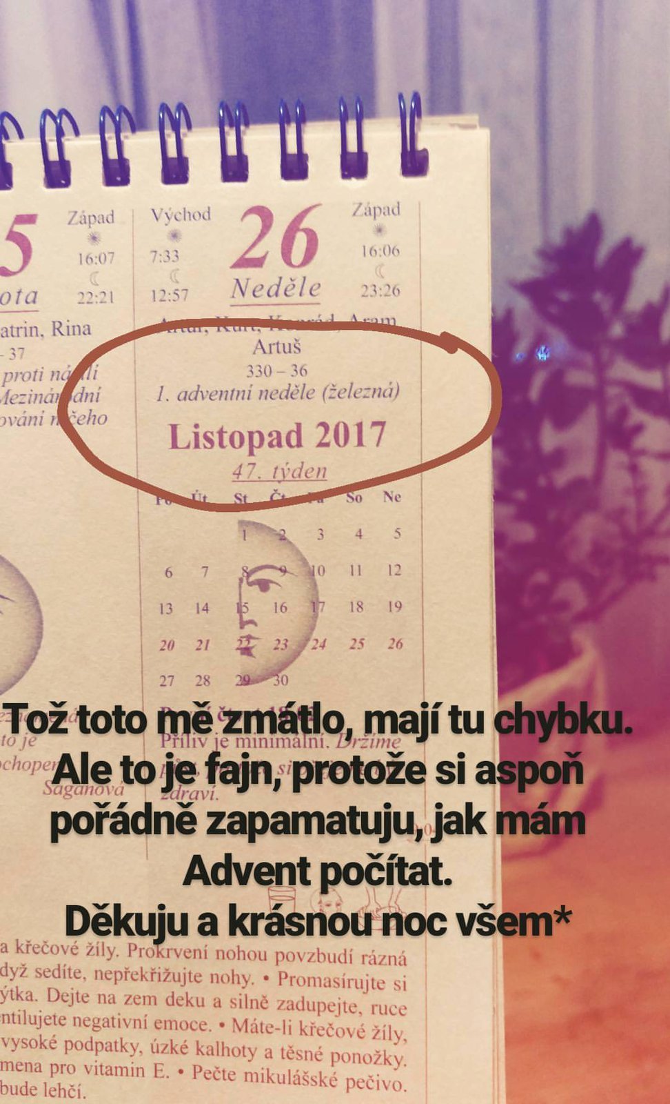 Ivu Pazderkovou zmátl kalendář.