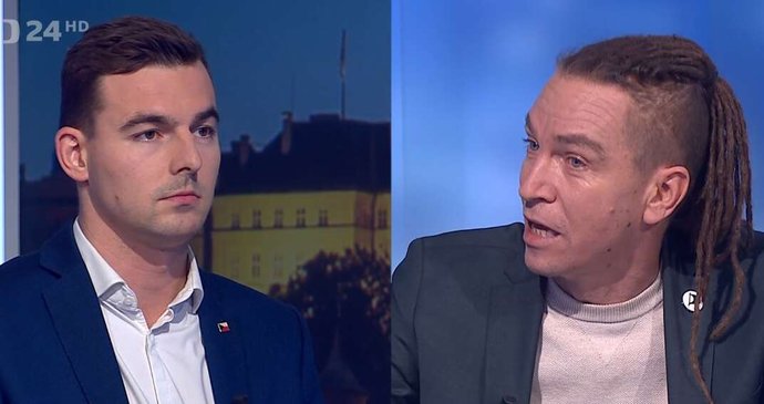 Poslanci Ivan Bartoš (Piráti) a Libor Vondráček (Svobodní, zvolen za SPD) v Událostech, komentářích na ČT (7.1.2026)