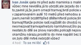 Ivan Jonák na Facebooku popsal svou nehodu.