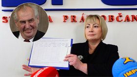 Ivana Zemanová zahájila sběr podpisů pro druhou kandidaturu Miloše Zemana.