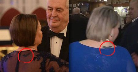 První dáma Ivana Zemanová má na šíji tetování. Prokouklo skrze její šaty.