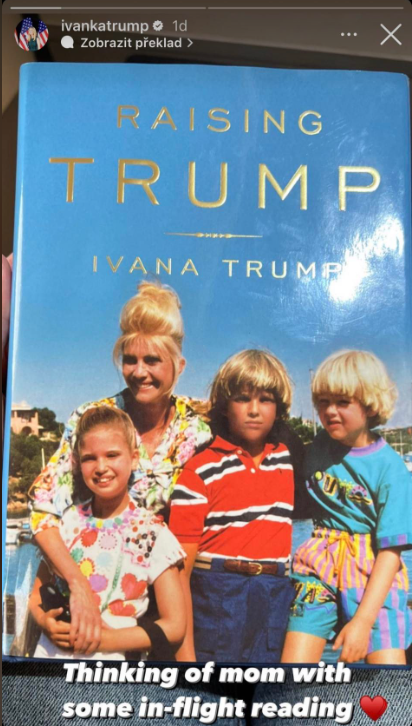 V letadle si Ivanka Trumpová četla máminu autobiografii.