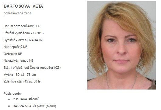 Policie hledá Ivetu Bartošovou.