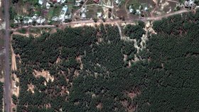 Satelitní pohled na masový hrob v Izjumu (17.9.2022)