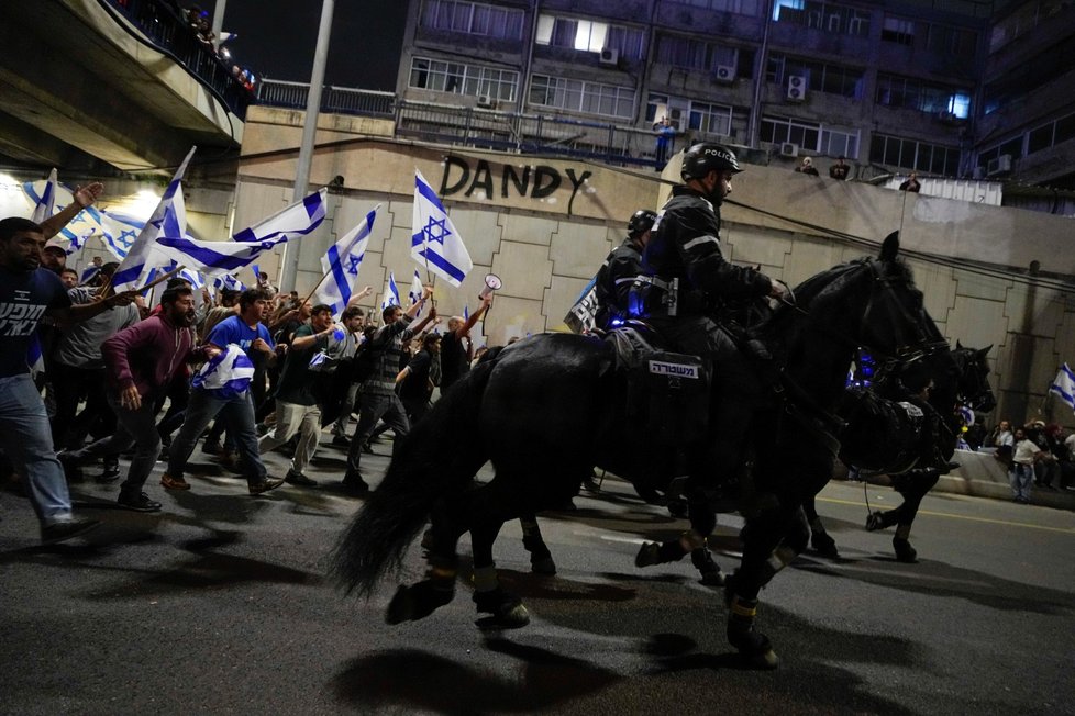 Protesty proti justiční reformě v Izraeli.