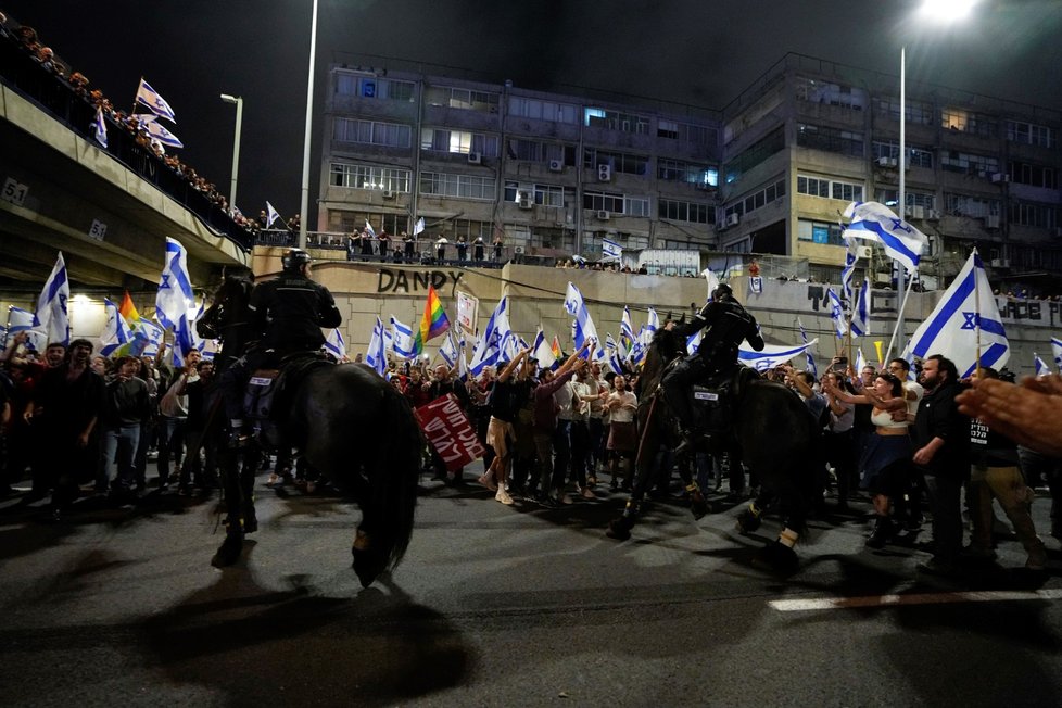 Protesty proti justiční reformě v Izraeli.