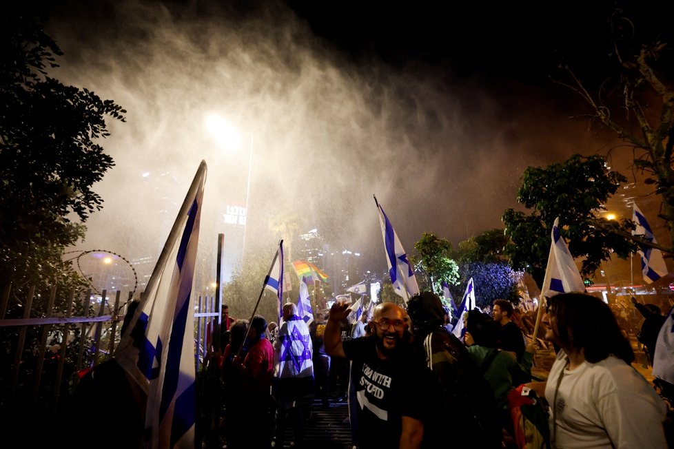 Protesty proti justiční reformě v Izraeli.