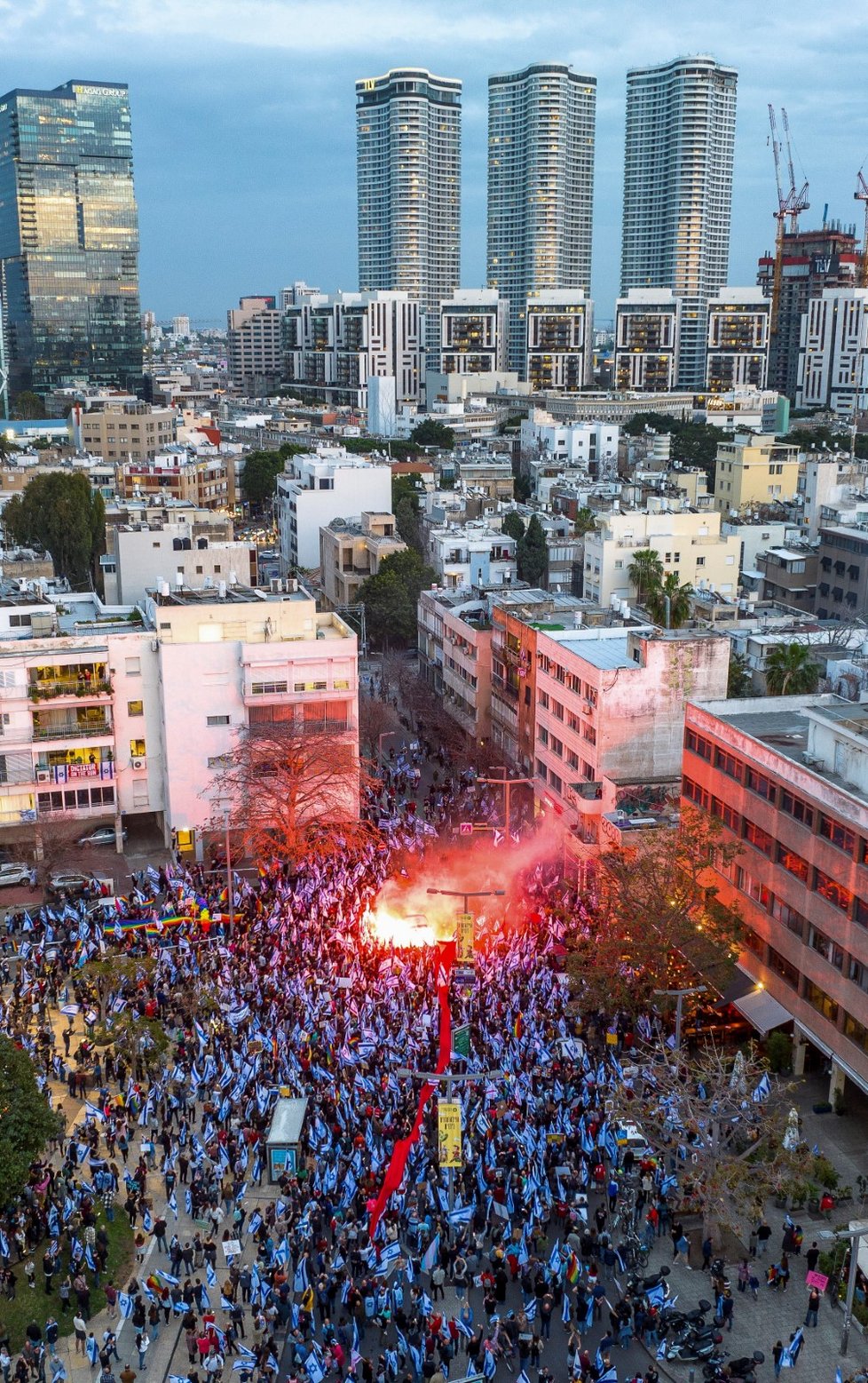 Protesty proti justiční reformě v Izraeli.