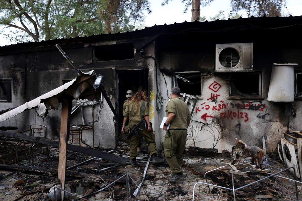 Následky útoku Hamásu na kibuc Nir Oz 7. října (21.11.2023)
