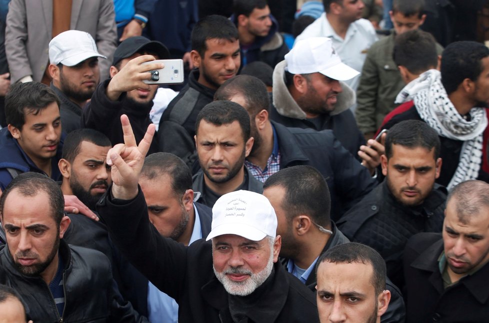 Šéf Hamasu Ismáíl Haníji se rovněž zúčastnil protestu na hranicích pásma Gazy.
