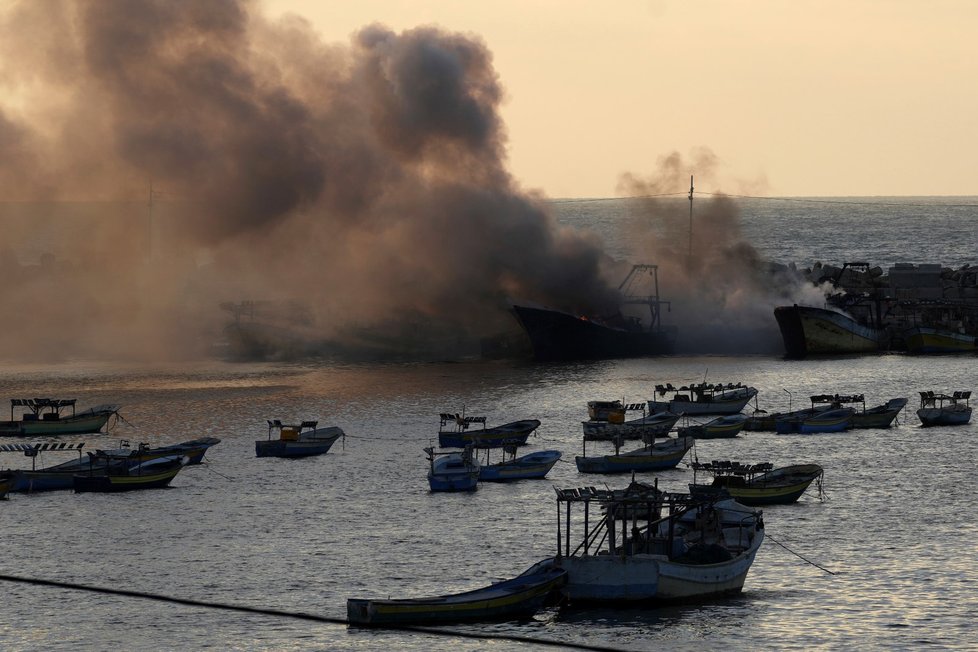 Izraelský úder na přístav v Gaze. (10.10.2023)