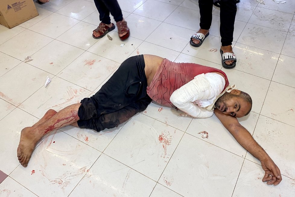 Zranění v nemocnici Šífa v Pásmu Gazy.