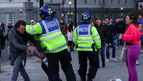 Proti lidem protestujícícm proti proplestinské demonstraci zasáhla v Londýně policie. (11.11.2023)