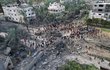 Ptačí pohled na Pásmo Gazy po izraelském bombardování (17.10.2023)
