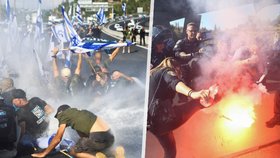 Zablokovaná dálnice, oheň a vodní děla: Izraelem zmítají protesty kvůli justiční reformě.