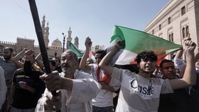 Demonstrace na podporu Palestinců v egyptské Káhiře (20. 10. 2023)