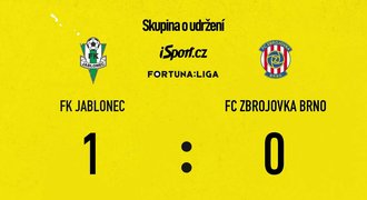 SESTŘIH: Jablonec - Brno 1:0. Jistota pro Severočechy, Zbrojovka se potápí