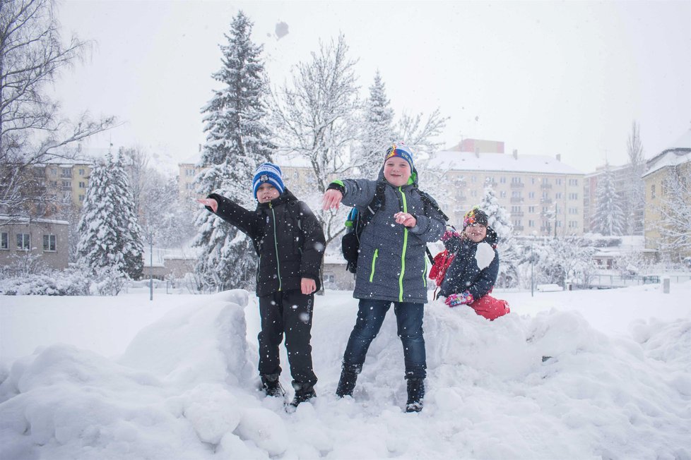 Jablonec nad Nisou zasypal sníh (10.1.2018)