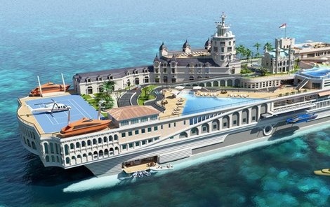 Jachta Ulice Monaka (The Streets of Monaco). Luxusní sen nejbohatších lidí světa bude stát 33 miliard korun.