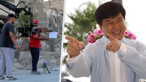 Jackie Chan v troskách rozbombardovaného syrského města natáčí akční film. Místní zuří