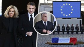 Macron s Brigitte na pohřbu otce eura Delorse (†98): Loučili se s ním i špičky EU či Orbán