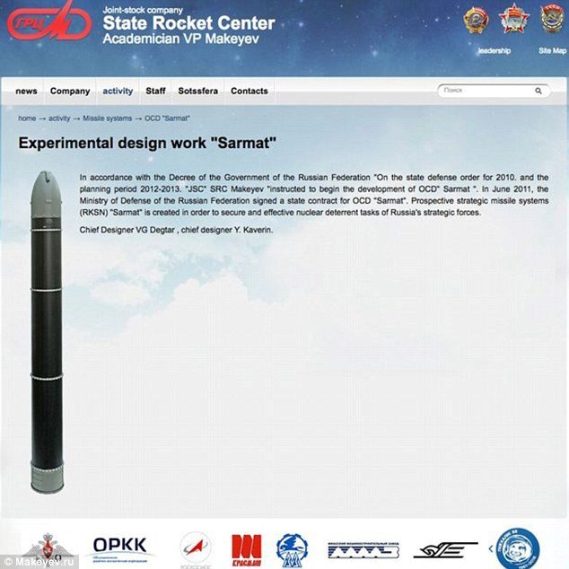 Nákres nové ruské rakety RS-28 Sarmat