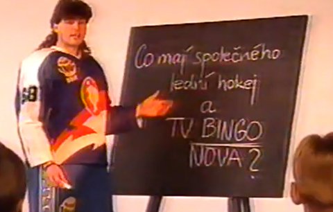 Jaromír Jágr v roce 1995 v reklamě na televizní soutěž Bingo.