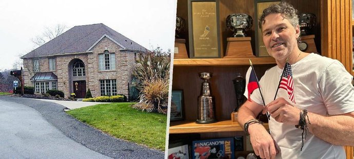 Dům v klidné čtvrti koupil český hokejista v roce 1994 a stále ho vlastní. Největší cennosti prý ukrývá v garáži.