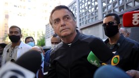 Prezident Brazílie Jair Bolsonaro po odchodu z nemocnice (18.7.2021)