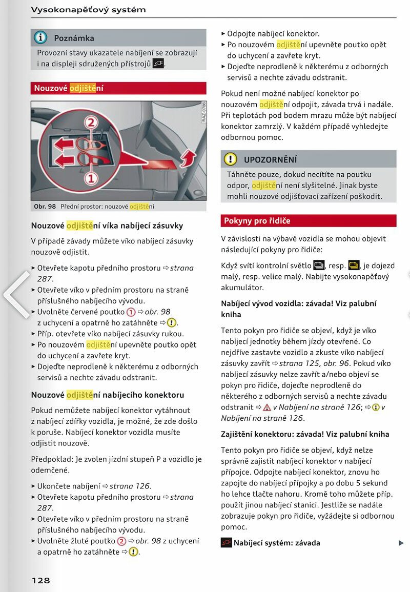 Jak odjistit zaseknutý nabíjecí kabel u elektromobilů Audi