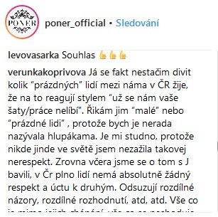 Sourozenců Ponerů se zastala jejich klientka Veronika Kopřivová.