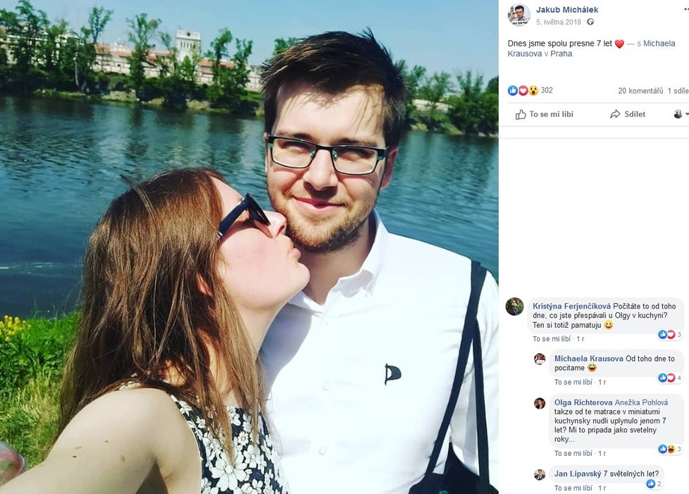 Jakub Michálek (Piráti) s přítelkyní Michaelou Krausovou: Diskuze na Facebooku prozradila, kde se seznámili