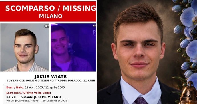 Jakub (†21) zemřel při pádu v centru Milána.